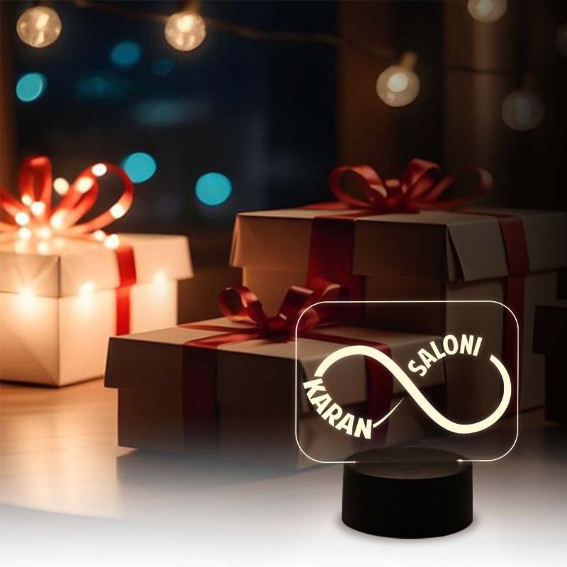 Personalized Infinity LED Night Table Lamp | Customized with Name | Couple Name Lamp | Gift for Birthday